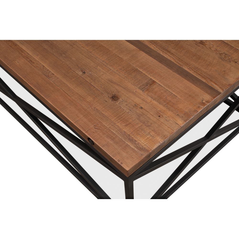 Dockworker Board Coffee Table Reclaimed Wood and Iron-Coffee Tables-Sarreid-LOOMLAN