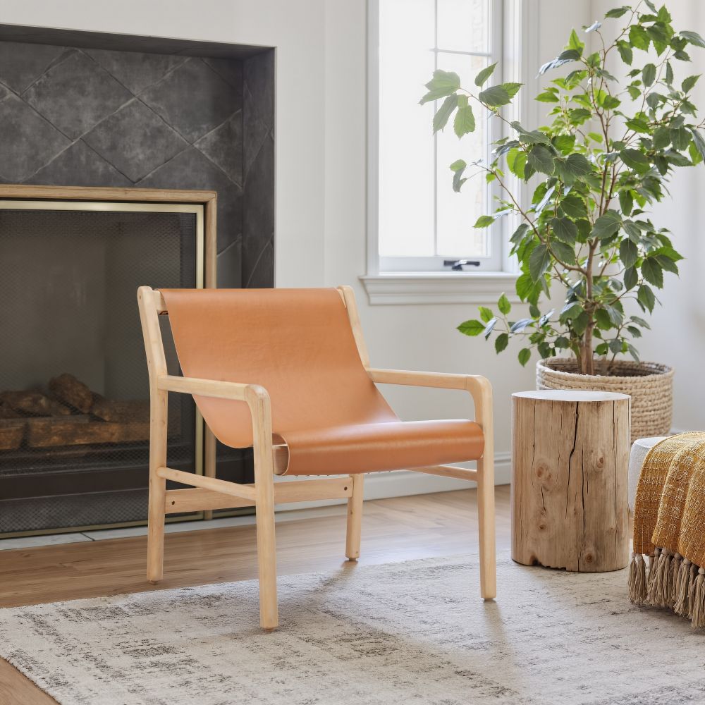 Zuo Modern Doek Tan Leather Accent Chair
