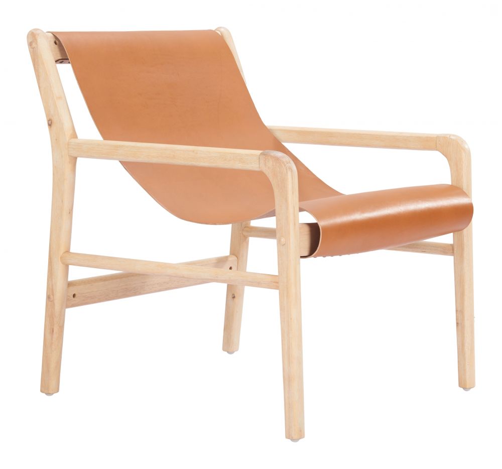 Zuo Modern Doek Tan Leather Accent Chair