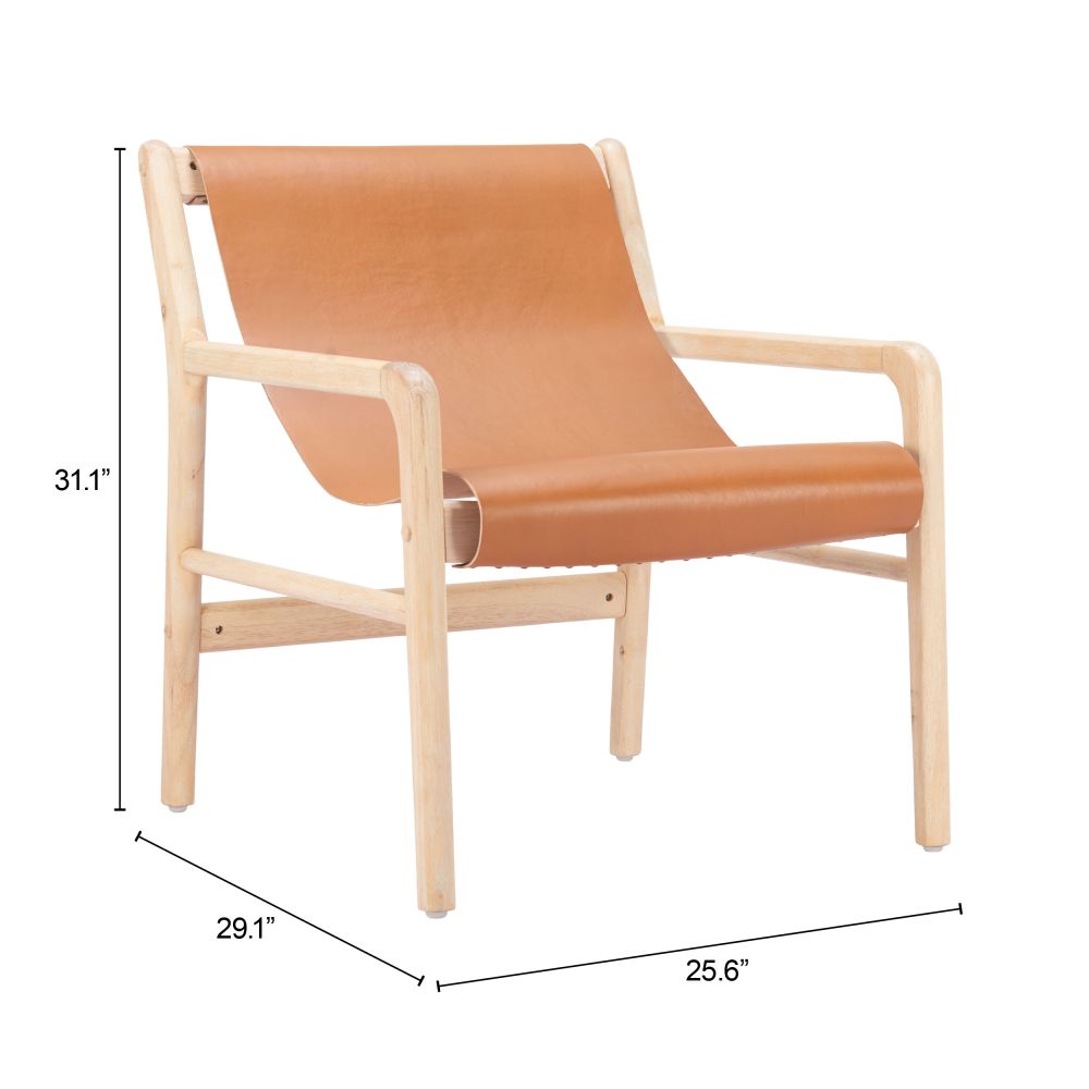 Zuo Modern Doek Tan Leather Accent Chair