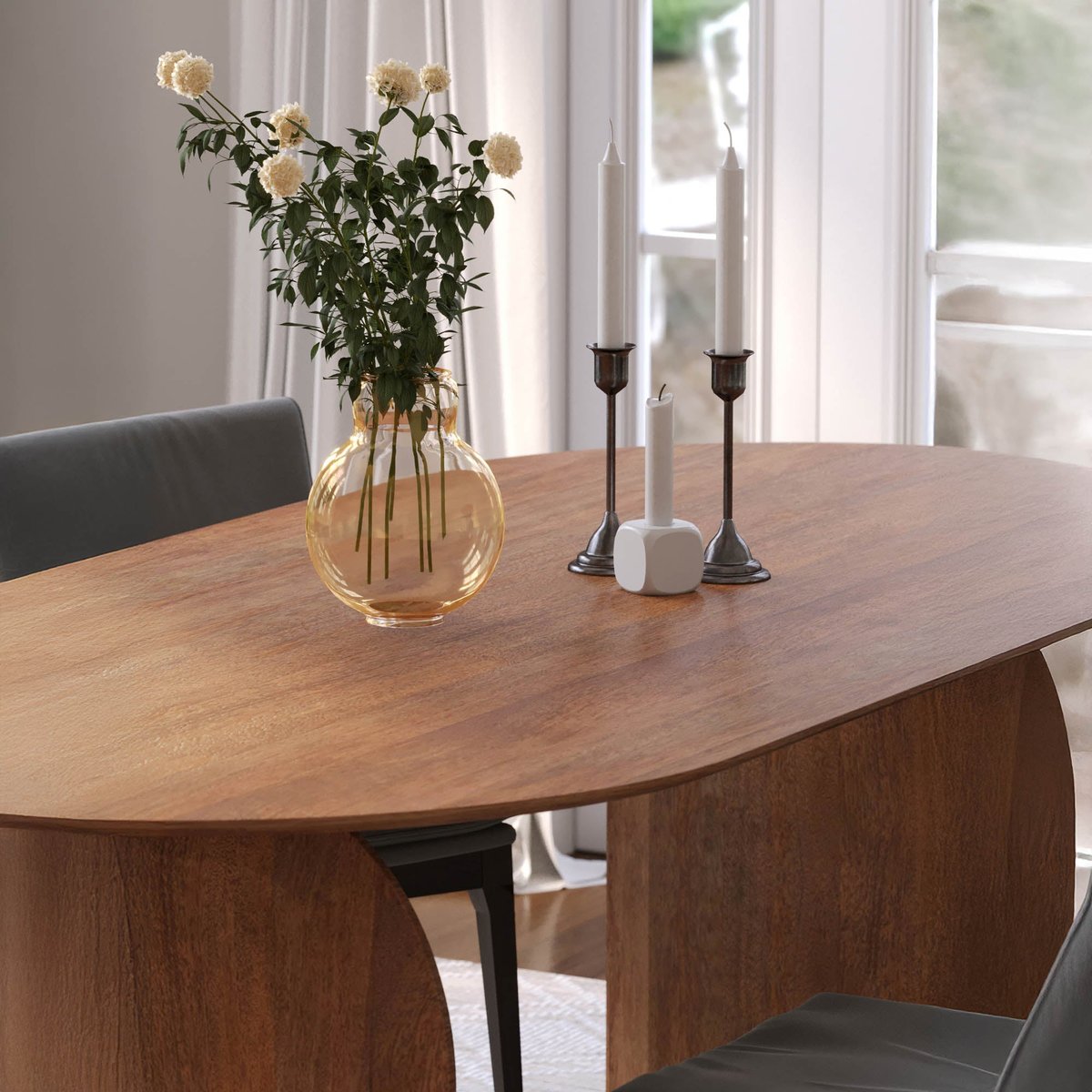 LH Home Domingo Wooden Oval Dining Table