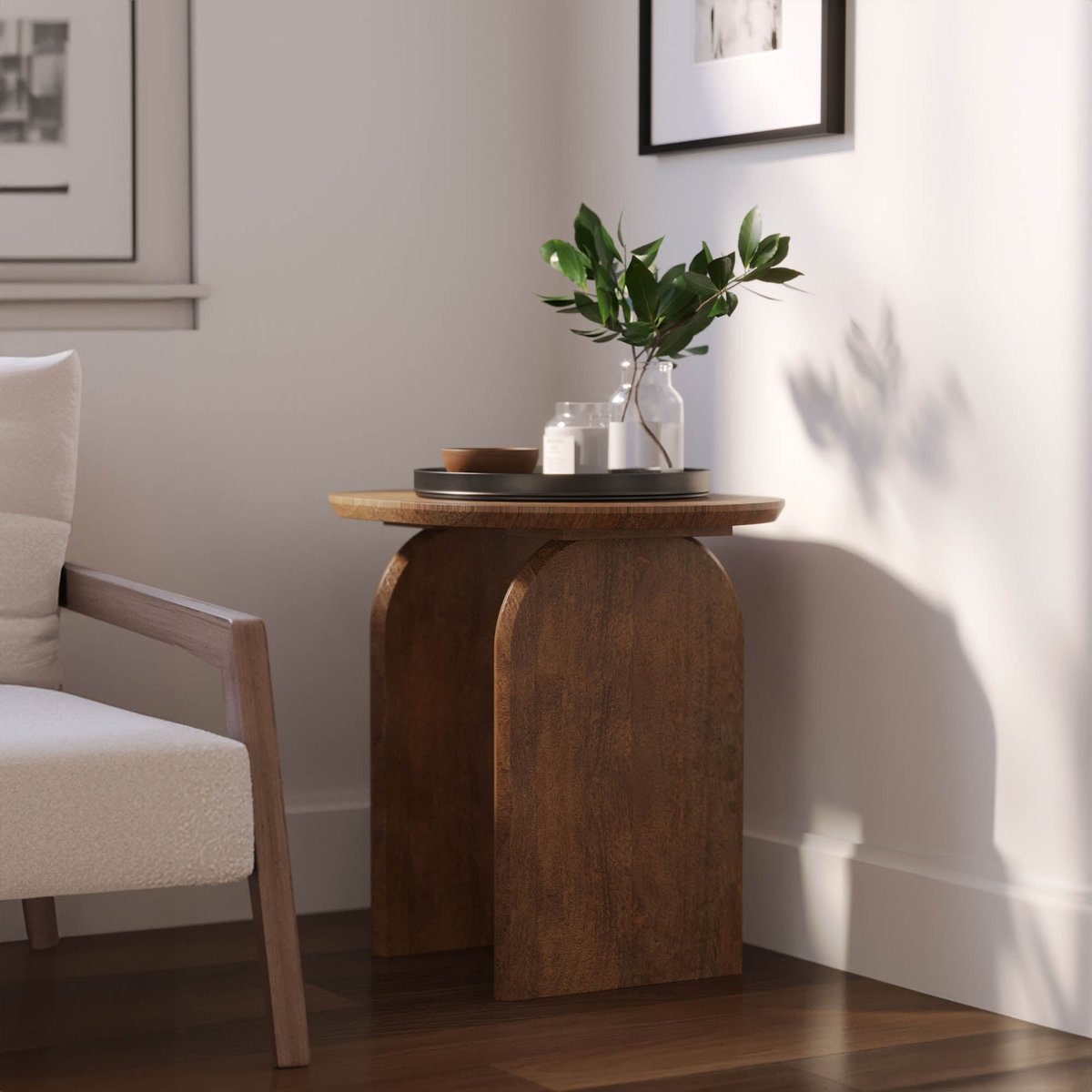 LH Home Domingo Wooden Oval Side Table
