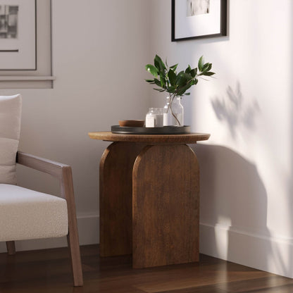 LH Home Domingo Wooden Oval Side Table