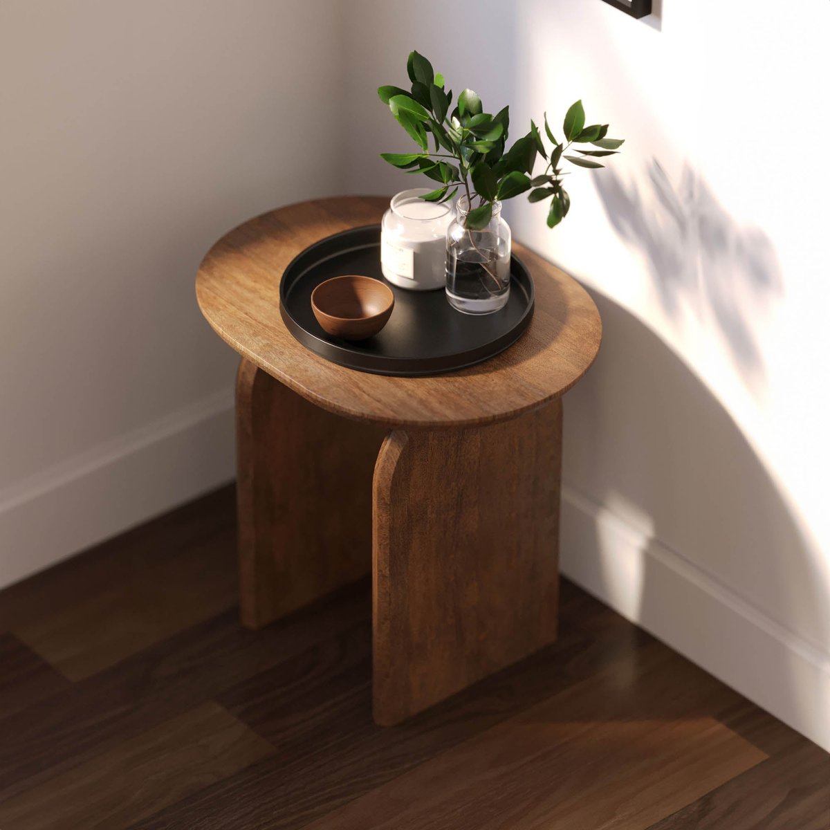 LH Home Domingo Wooden Oval Side Table