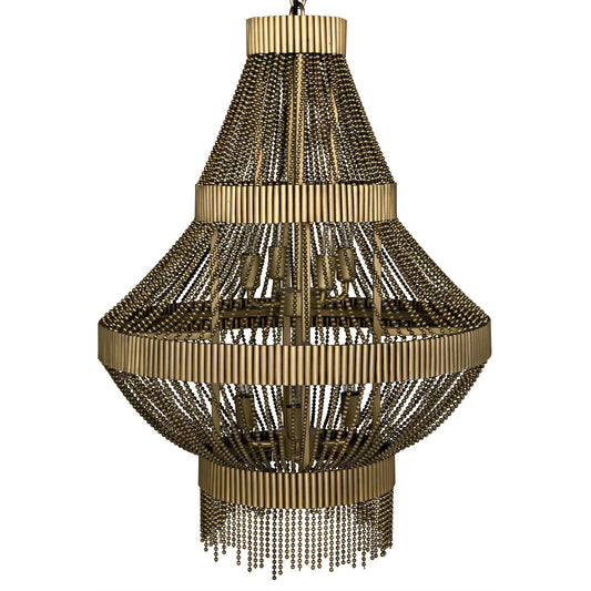 Domo Metal Chandelier With Brass Finish-Chandeliers-Noir-Sideboards and Things