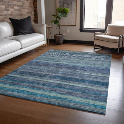 LOOMLAN Rugs Doravine Blue Washable Indoor-Outdoor Rug