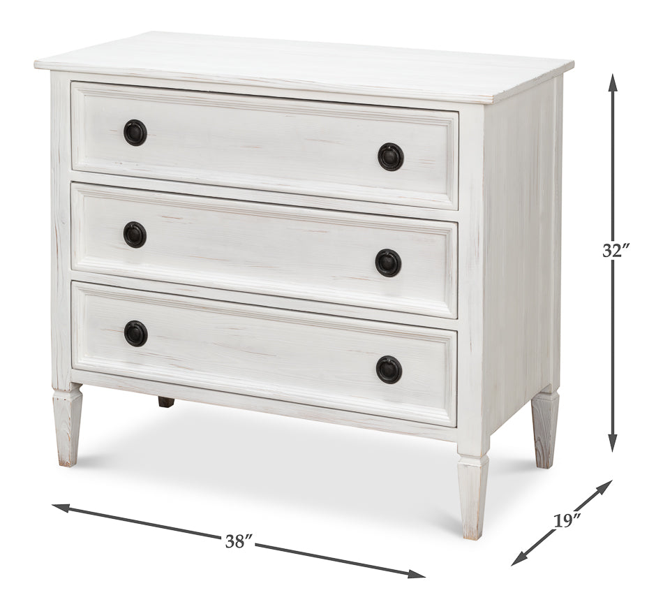 Dorris Bungalow Chest of Three Drawers White-Chests-Sarreid-LOOMLAN