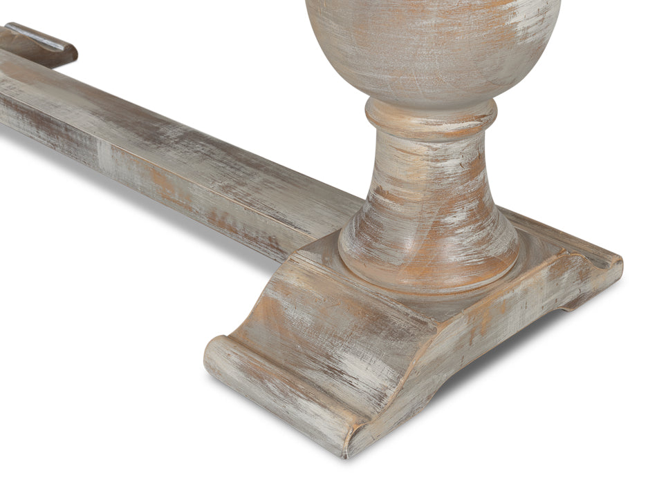 Double Pedestal Console Table Distressed White Solid Wood-Console Tables-Sarreid-LOOMLAN