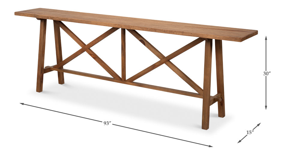 Sarreid Double X Base Wooden Console Table
