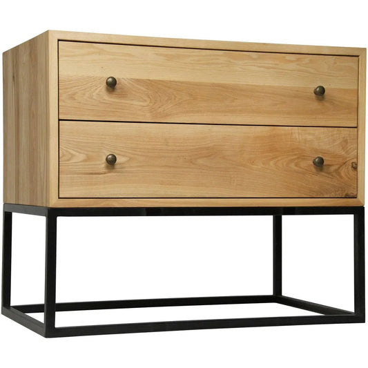 Noir Downtown Wood & Black Steel Rectangle Side Table