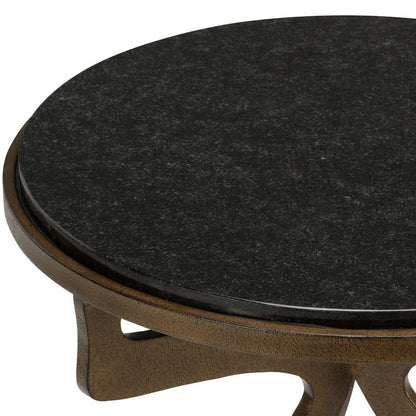 Wildwood Drake Black Marble Top Round Side Table