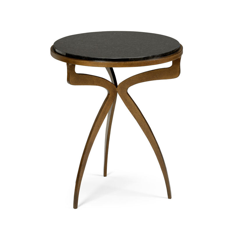 Wildwood Drake Black Marble Top Round Side Table