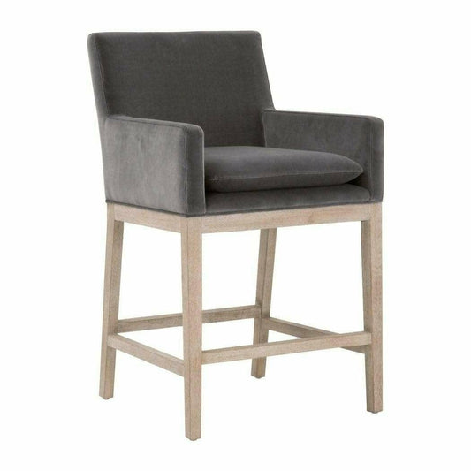 Drake Counter Stool Dark Dove Velvet Natural Gray Oak Counter Stools Sideboards and Things By Essentials For Living