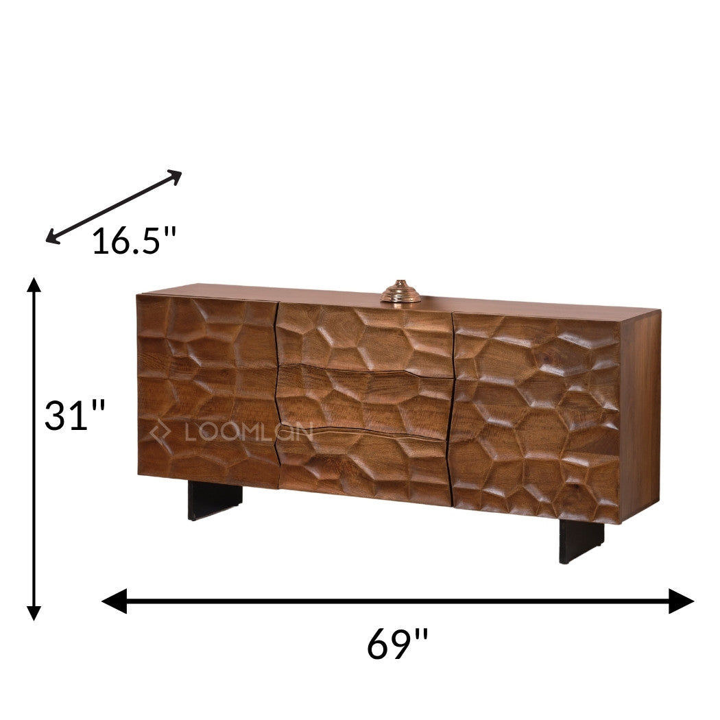 LOOMLAN Drevalen Three Drawers Wood Sideboard
