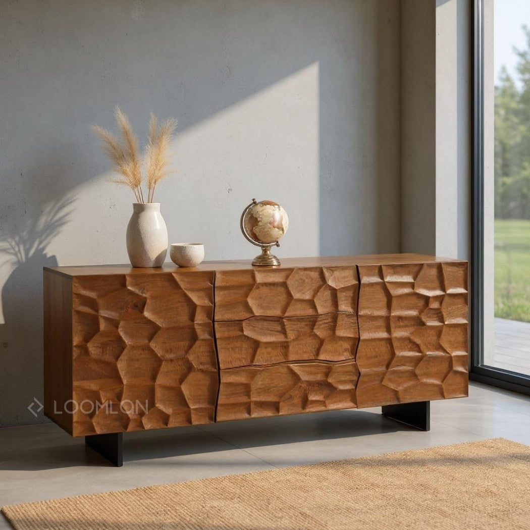 LOOMLAN Drevalen Three Drawers Wood Sideboard