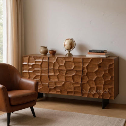 LOOMLAN Drevalen Three Drawers Wood Sideboard