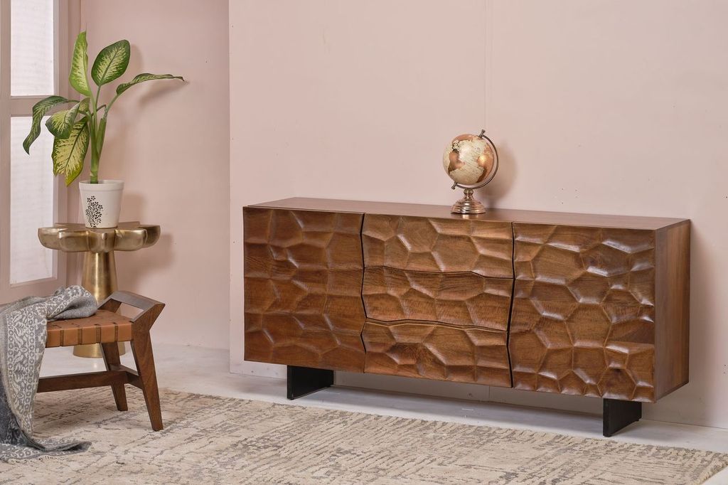 LOOMLAN Drevalen Three Drawers Wood Sideboard