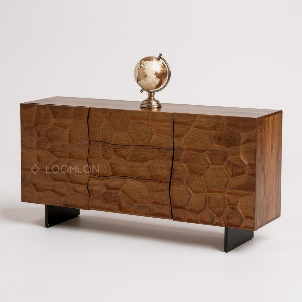 LOOMLAN Drevalen Three Drawers Wood Sideboard