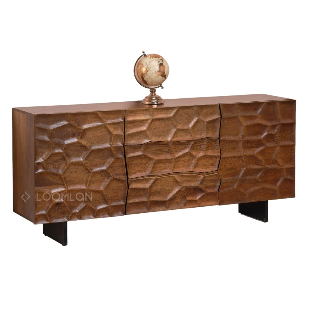 LOOMLAN Drevalen Three Drawers Wood Sideboard