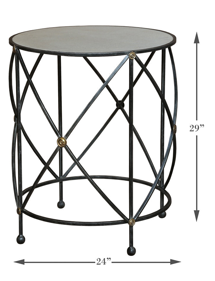 Drum & Fife Lamp Table Side Table Marble Top-Side Tables-Sarreid-LOOMLAN