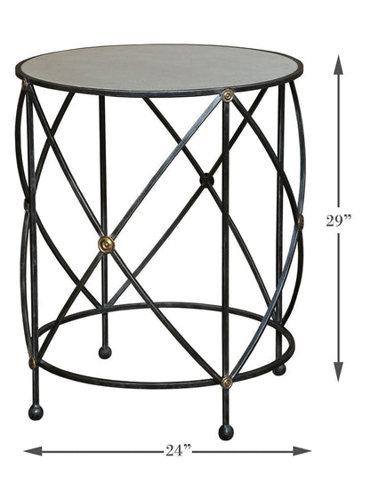 Drum & Fife Lamp Table Side Table Marble Top-Side Tables-Sarreid-LOOMLAN