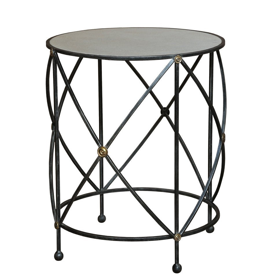 Drum & Fife Lamp Table Side Table Marble Top-Side Tables-Sarreid-LOOMLAN