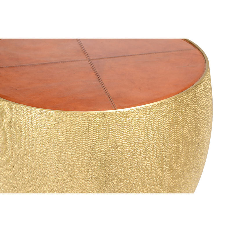 Drum Shaped Leather Top Side Table-Side Tables-Chelsea House-LOOMLAN