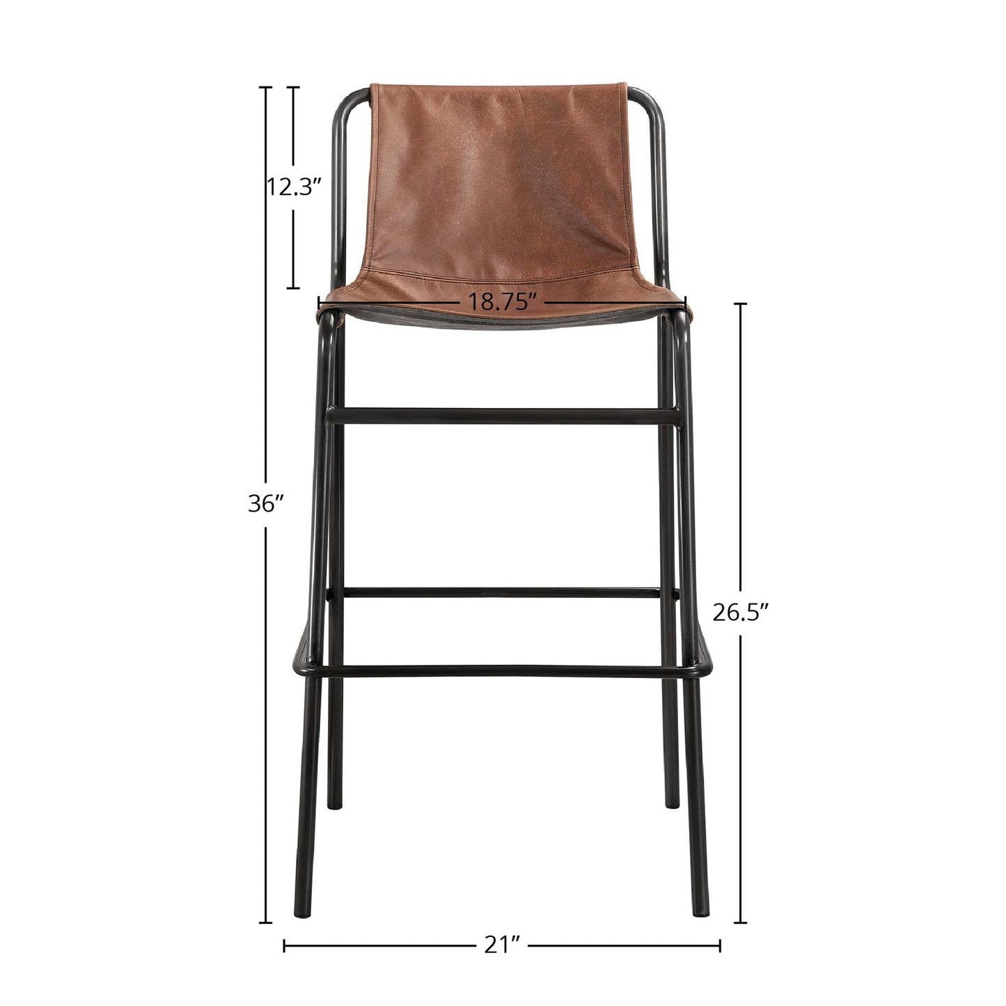 LH Home Duke Genuine Leather Counter Stool