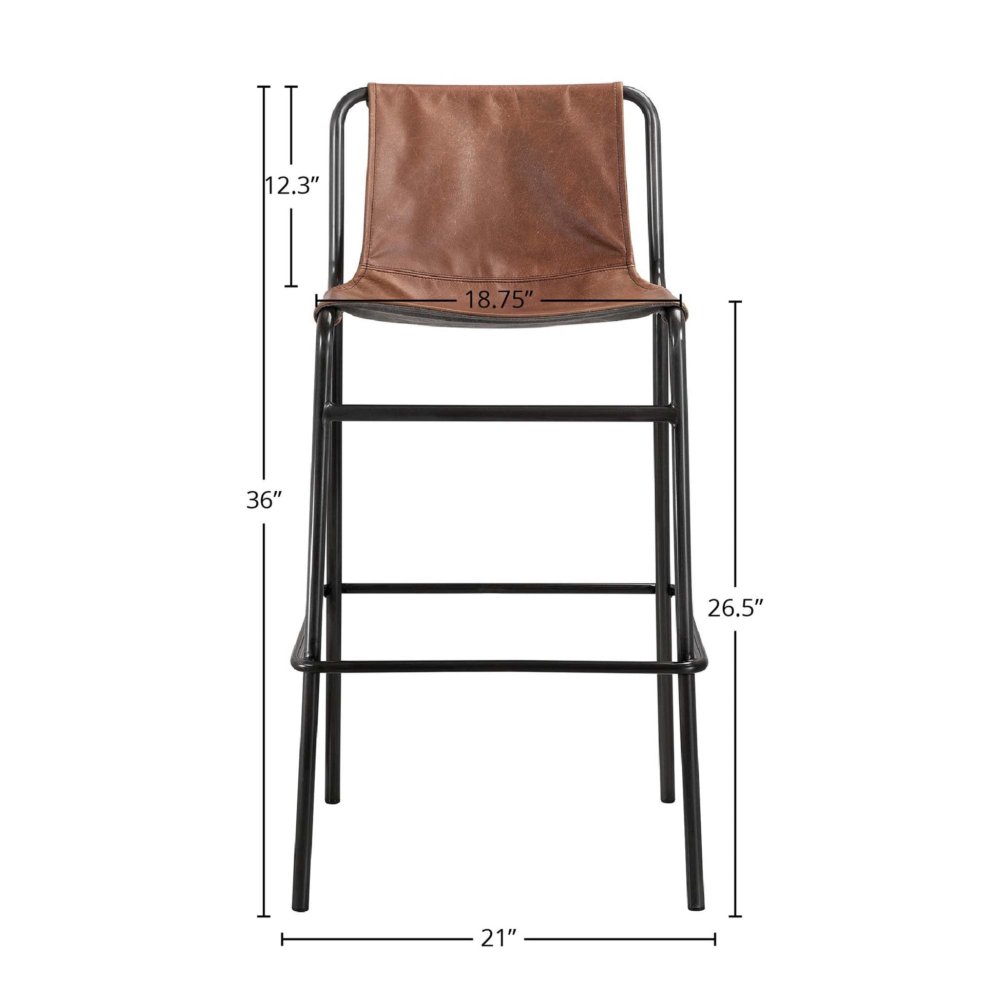 LH Home Duke Genuine Leather Counter Stool