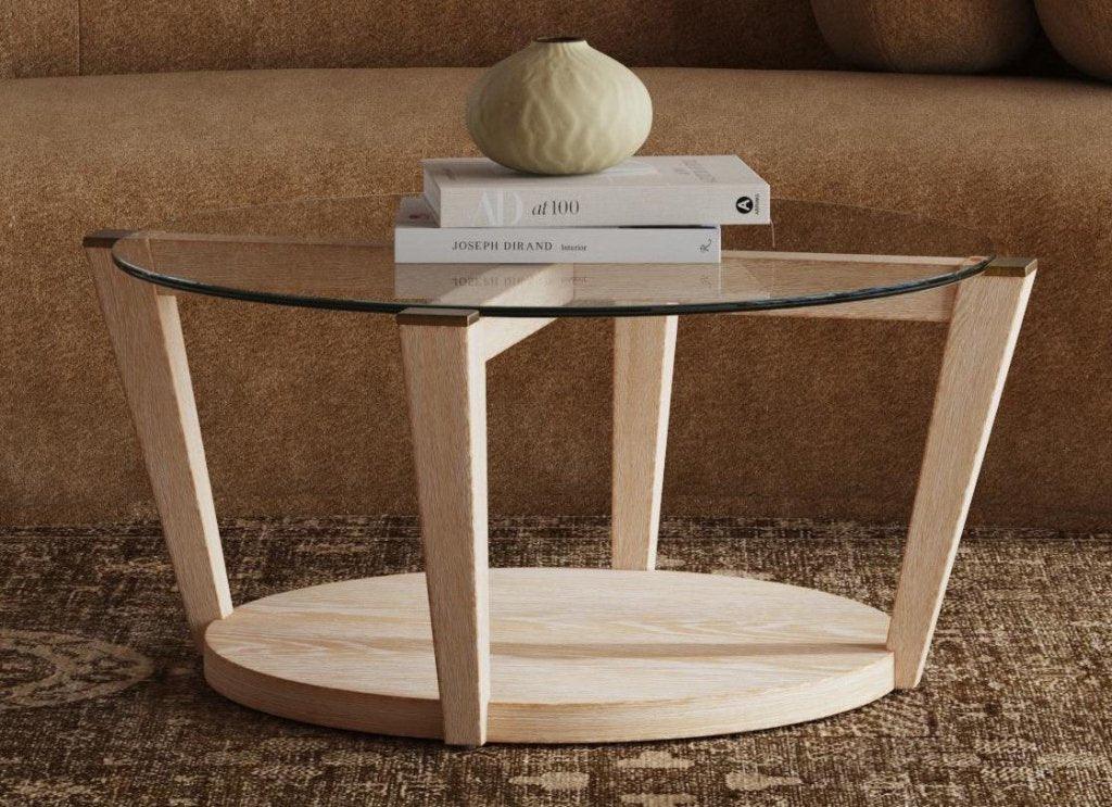 Dunes White Round Cocktail Table - LOOMLAN - Bassett Mirror - Coffee Tables