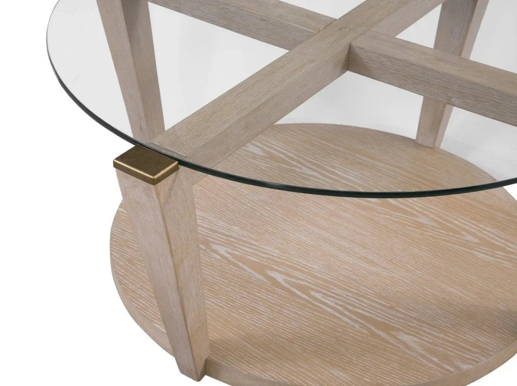 Dunes White Round Cocktail Table - LOOMLAN - Bassett Mirror - Coffee Tables