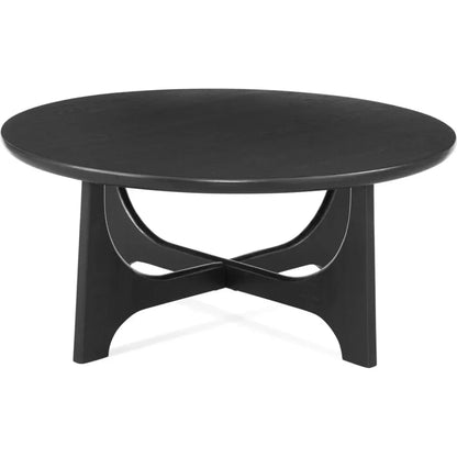 Dunnigan Wood Black Round Cocktail Table - LOOMLAN - Bassett Mirror - Coffee Tables