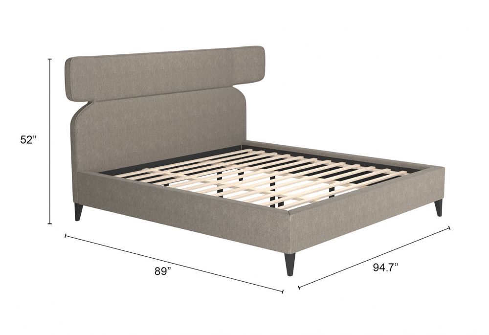 Zuo Modern Dusa Grey Fabric Bed