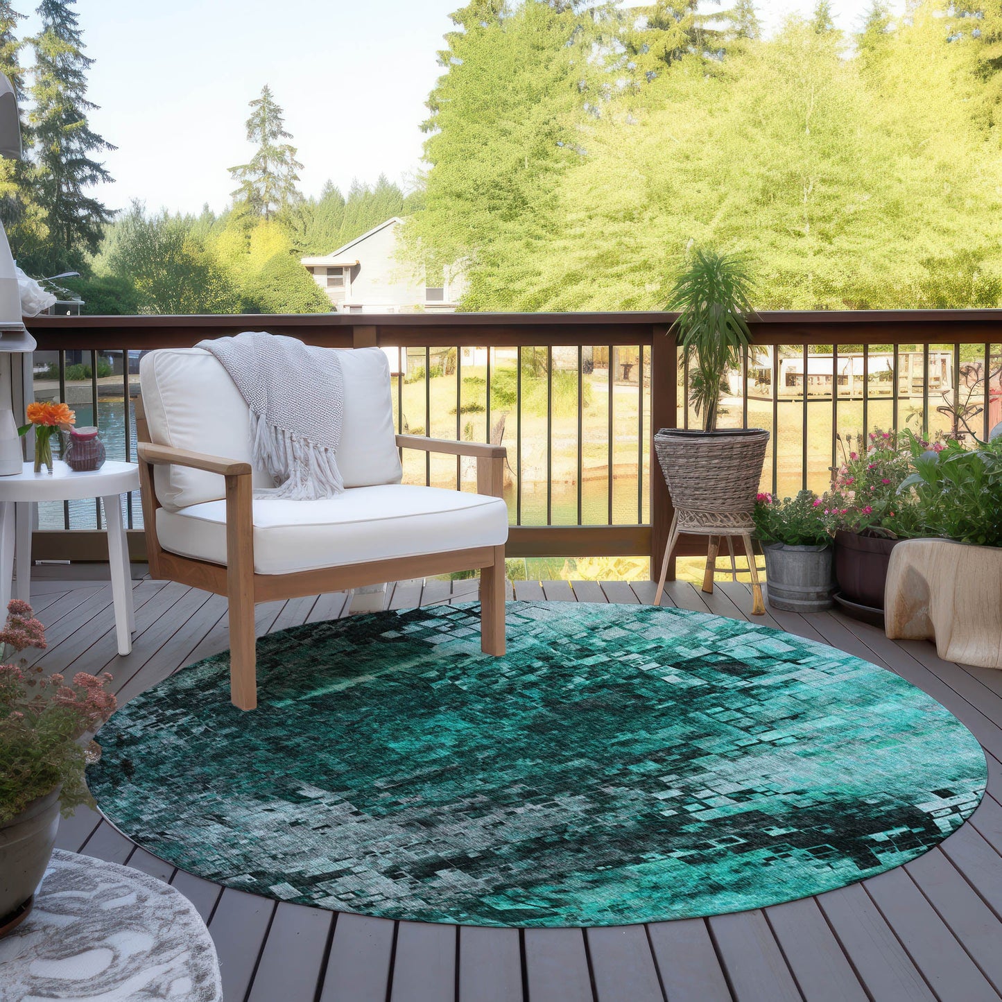 Addison Rugs Dust Echo Teal Washable Indoor-Outdoor Rug