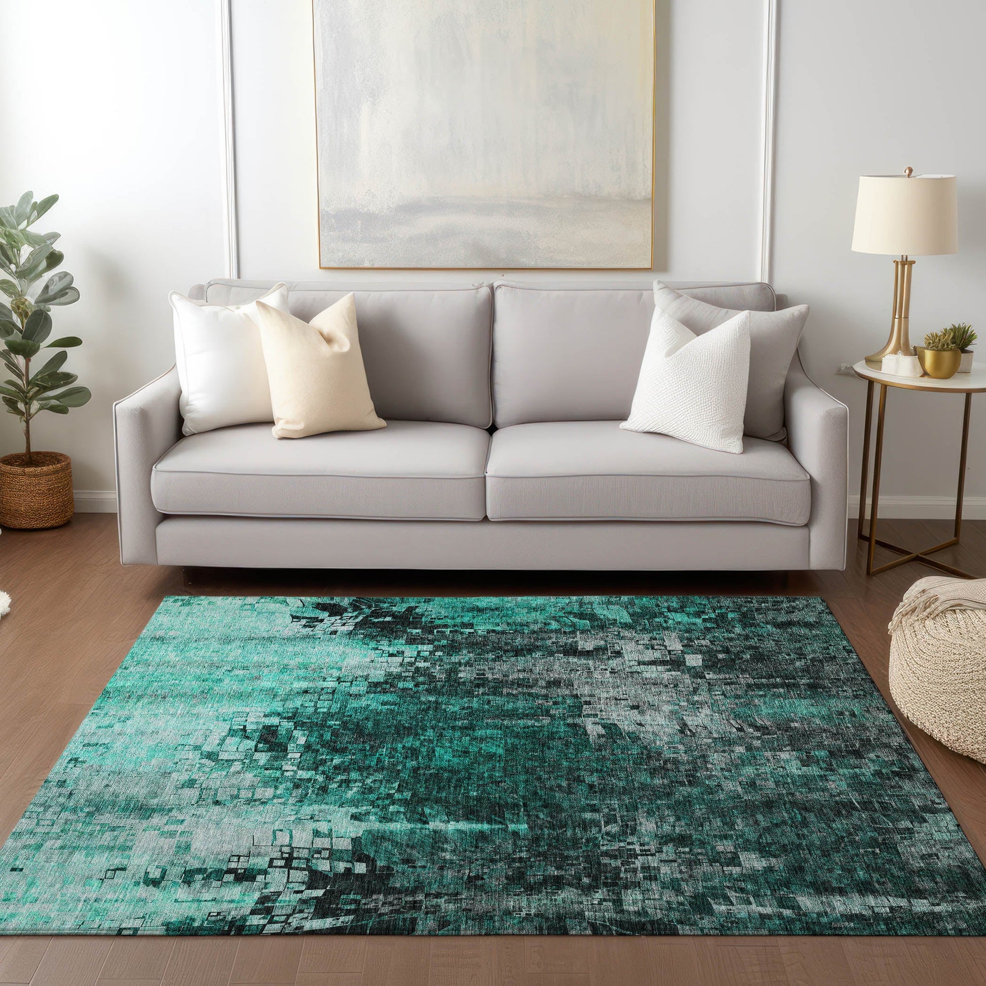 Addison Rugs Dust Echo Teal Washable Indoor-Outdoor Rug