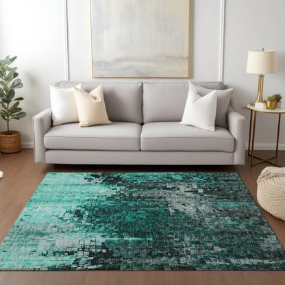 Addison Rugs Dust Echo Teal Washable Indoor-Outdoor Rug