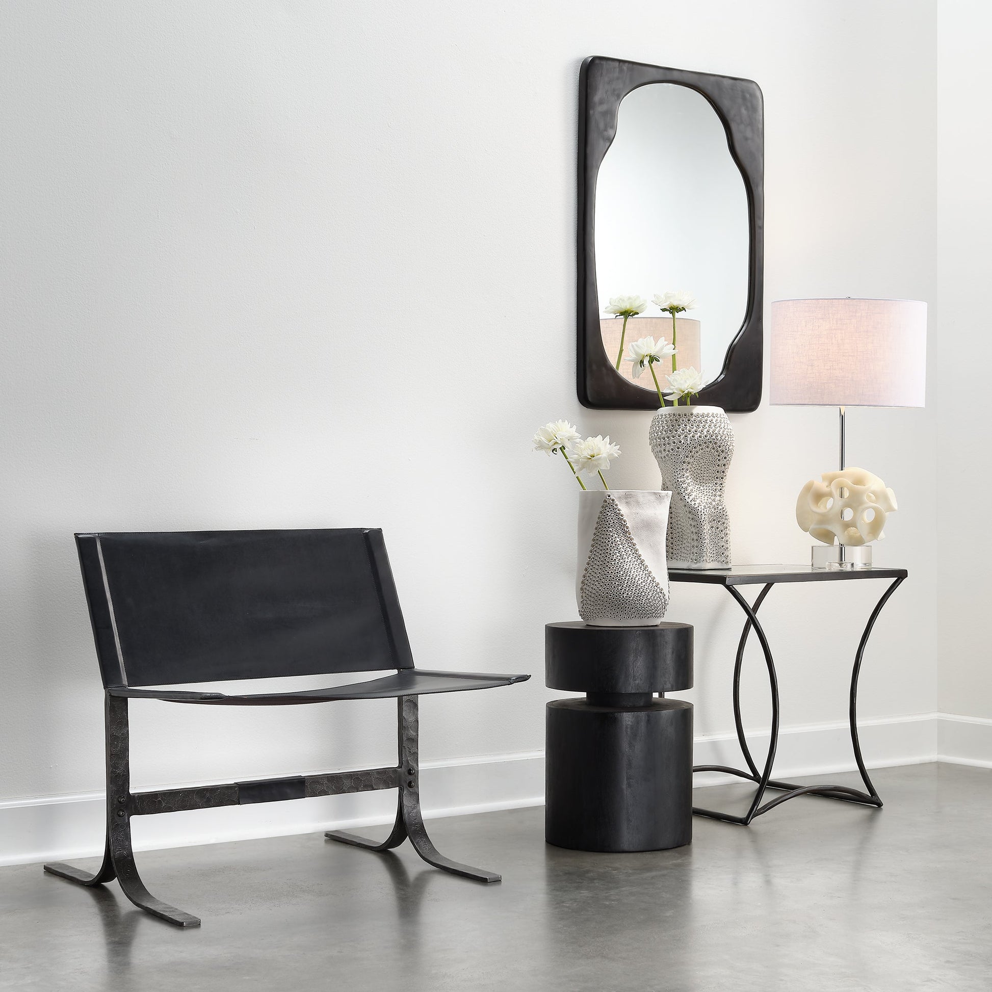 Dylan Round Side Table - Charcoal-Side Tables-Jamie Young-Sideboards and Things