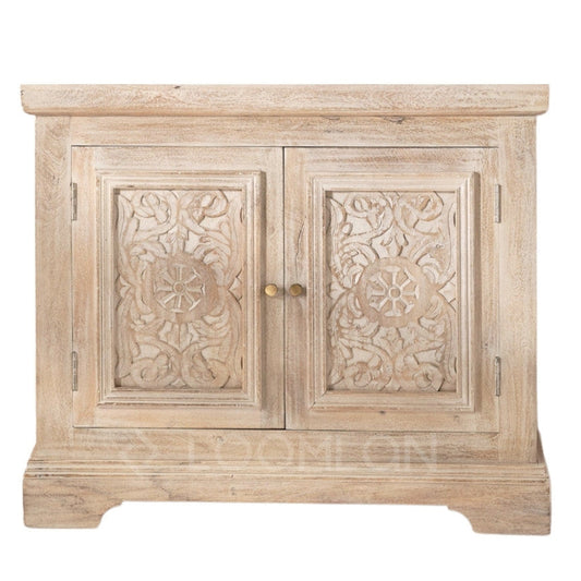 LOOMLAN Olyndra Wooden White Wash Accent Cabinet