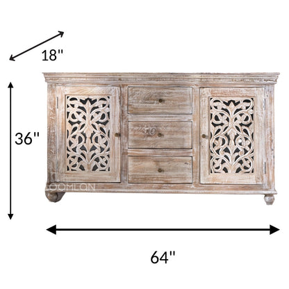 Norella Three Drawers Wood Sideboard