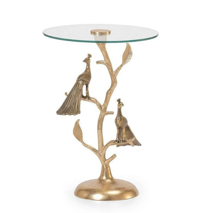LOOMLAN Denham Glass Top Round Accent Table