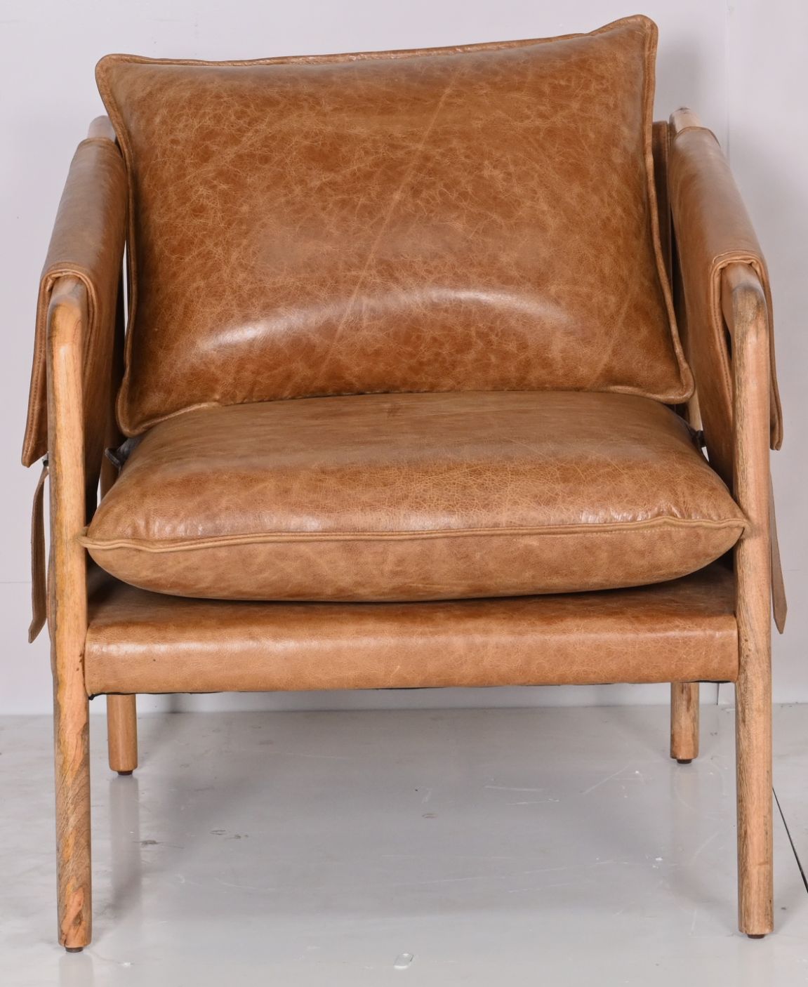 LOOMLAN Hadlow Brown Leather Accent Chair