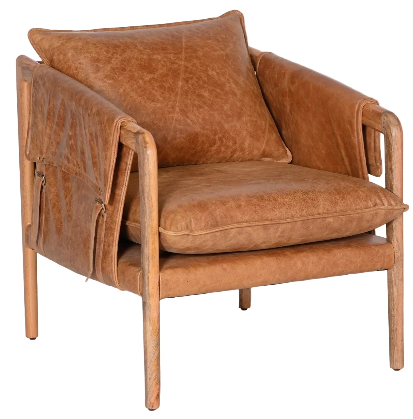 LOOMLAN Hadlow Brown Leather Accent Chair