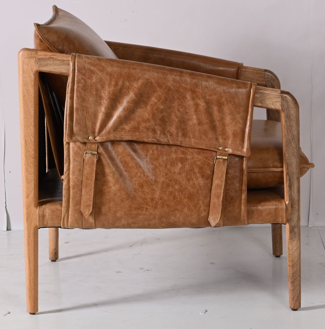 LOOMLAN Hadlow Brown Leather Accent Chair