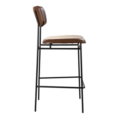 Sailor Dark Brown Leather Bar Stool