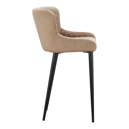 Etta Polyester Velvet and Metal Greyish Brown Counter Stool