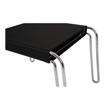 Petra  Black Leather and Steel Stool