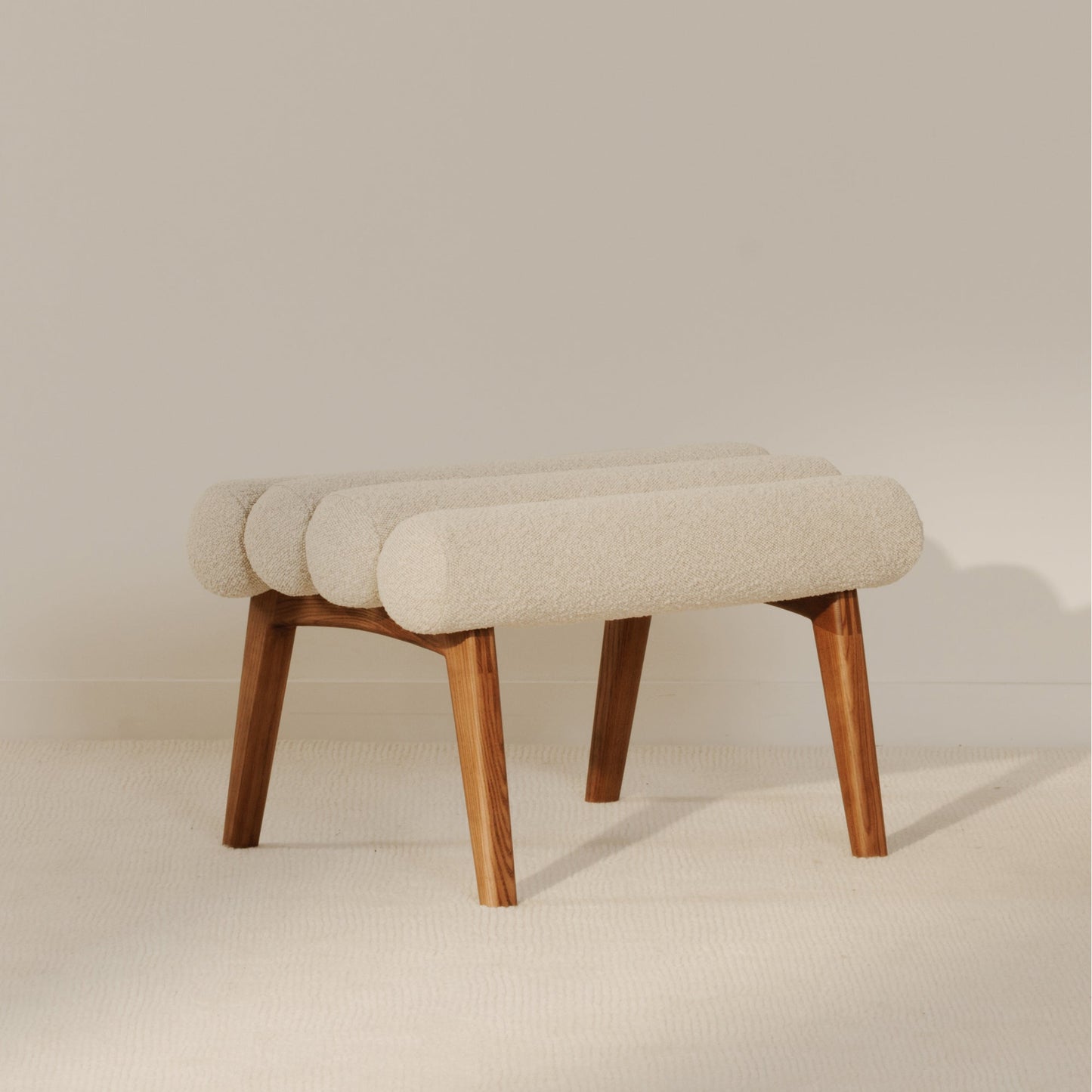 Arlo Polyester Upholstered Stool with Wood Leg