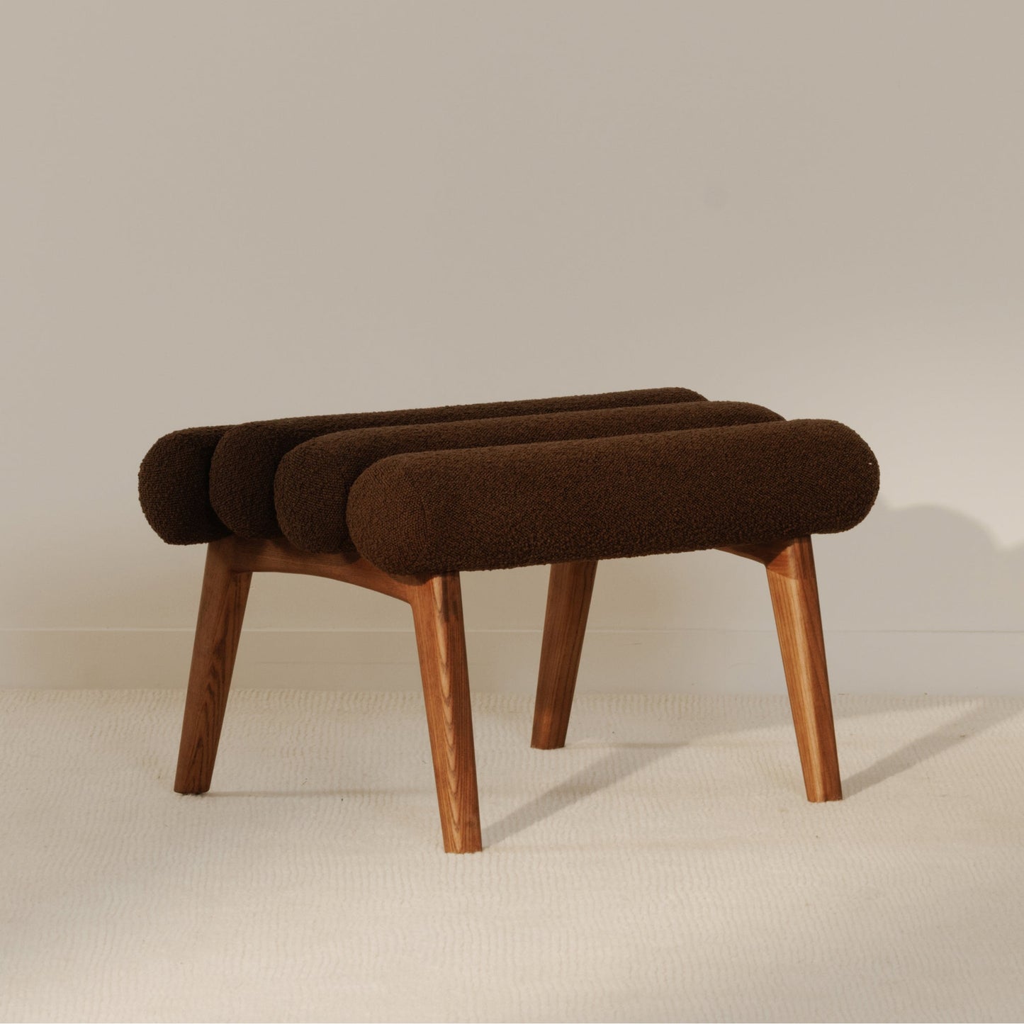 Arlo Polyester Upholstered Stool with Wood Leg