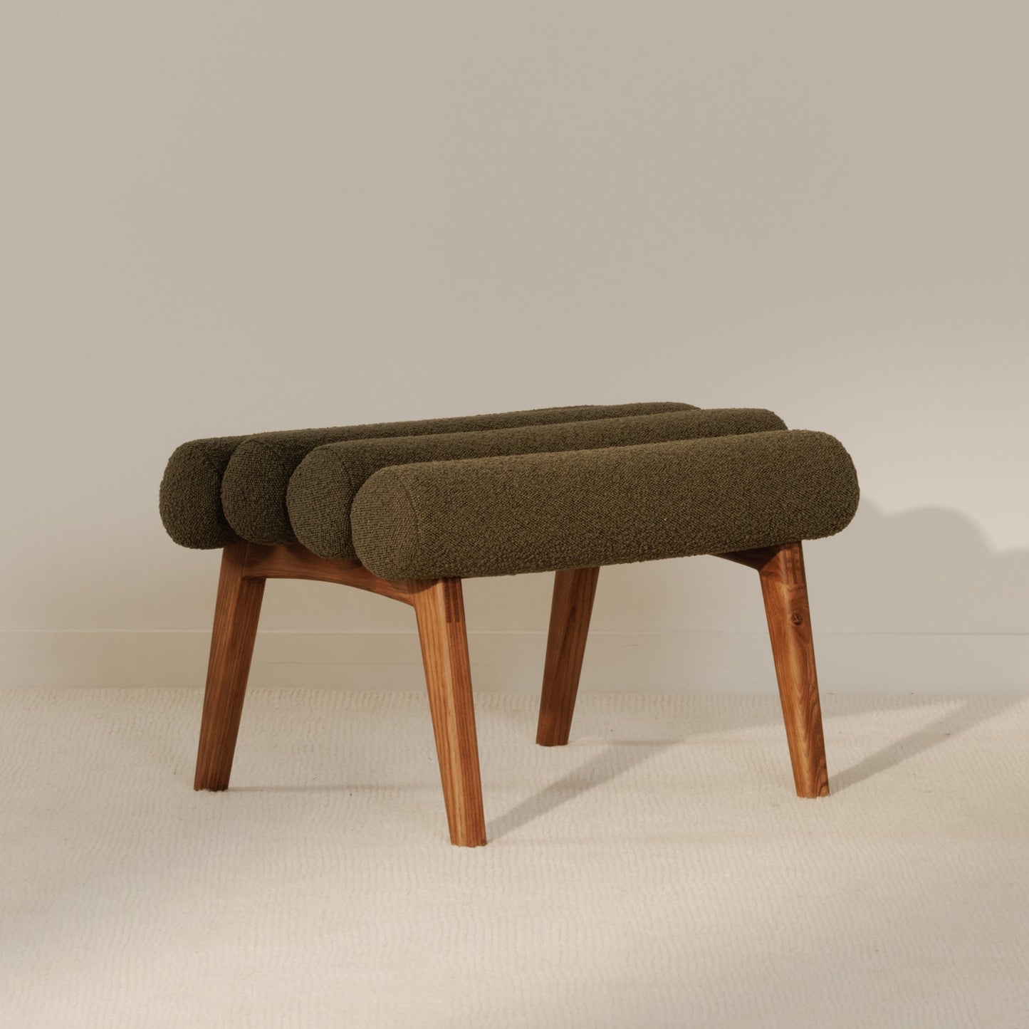 Arlo Polyester Upholstered Stool with Wood Leg