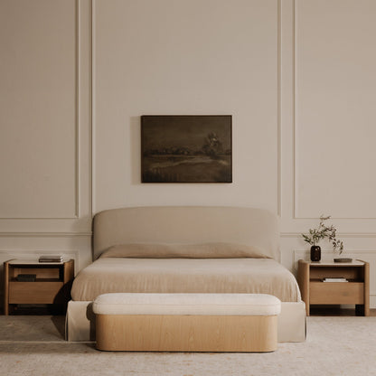 Sonny Flecked Oatmeal Fabric Bedroom Bench